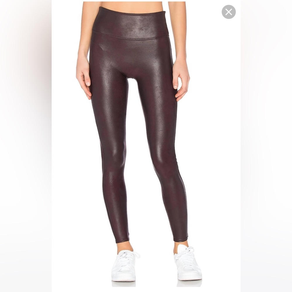Spanx Faux Leather Leggings color Wine size Small S like new
